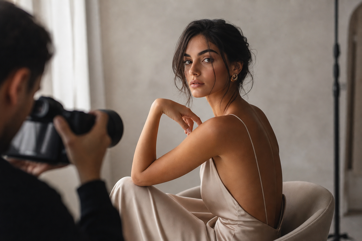 Portrait photography lesson and camera practice